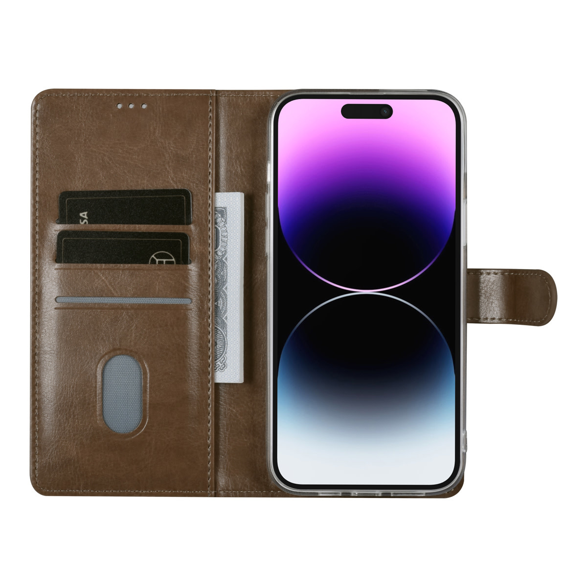UNIQ Accessory UNIQ Accessory iPhone 14 Pro Max Book Case hoesje - Pasjeshouder voor 3 pasjes - Hanger - Goud, foto 4 van 5