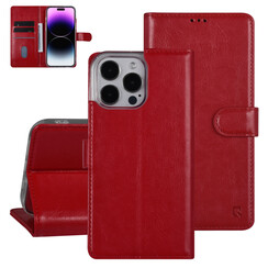 UNIQ Accessory iPhone 14 Pro Max Book Case hoesje - Pasjeshouder voor 3 pasjes - Hanger - Rood