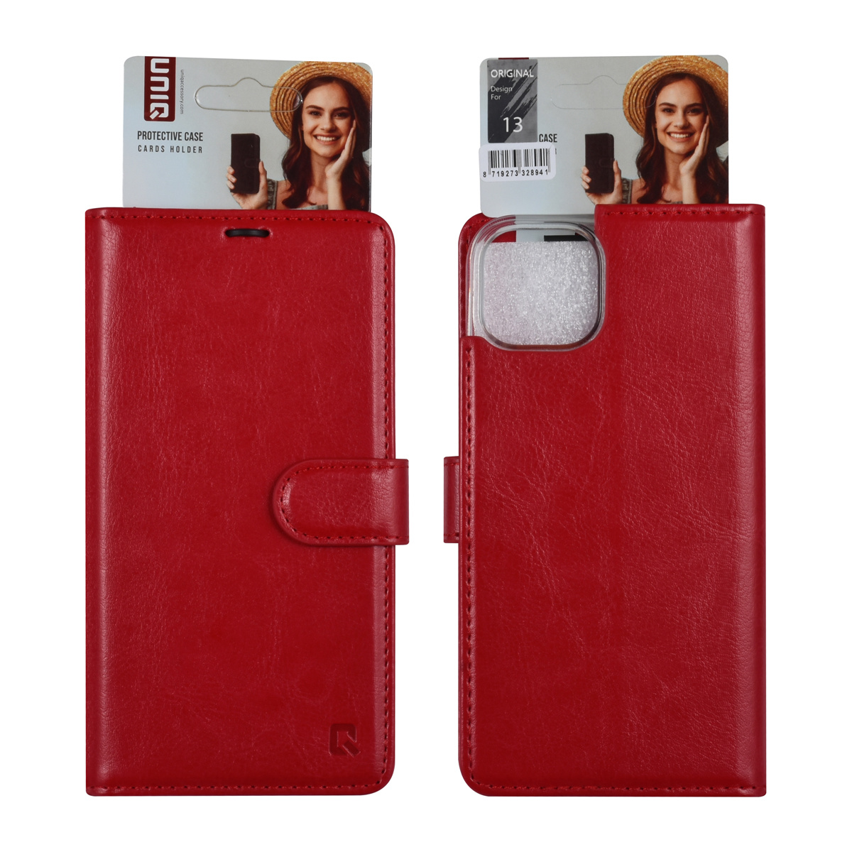 UNIQ Accessory UNIQ Accessory iPhone 13 & 14 Book Case hoesje - Pasjeshouder voor 3 pasjes - Magneetsluiting - Rood, foto 5 van 5