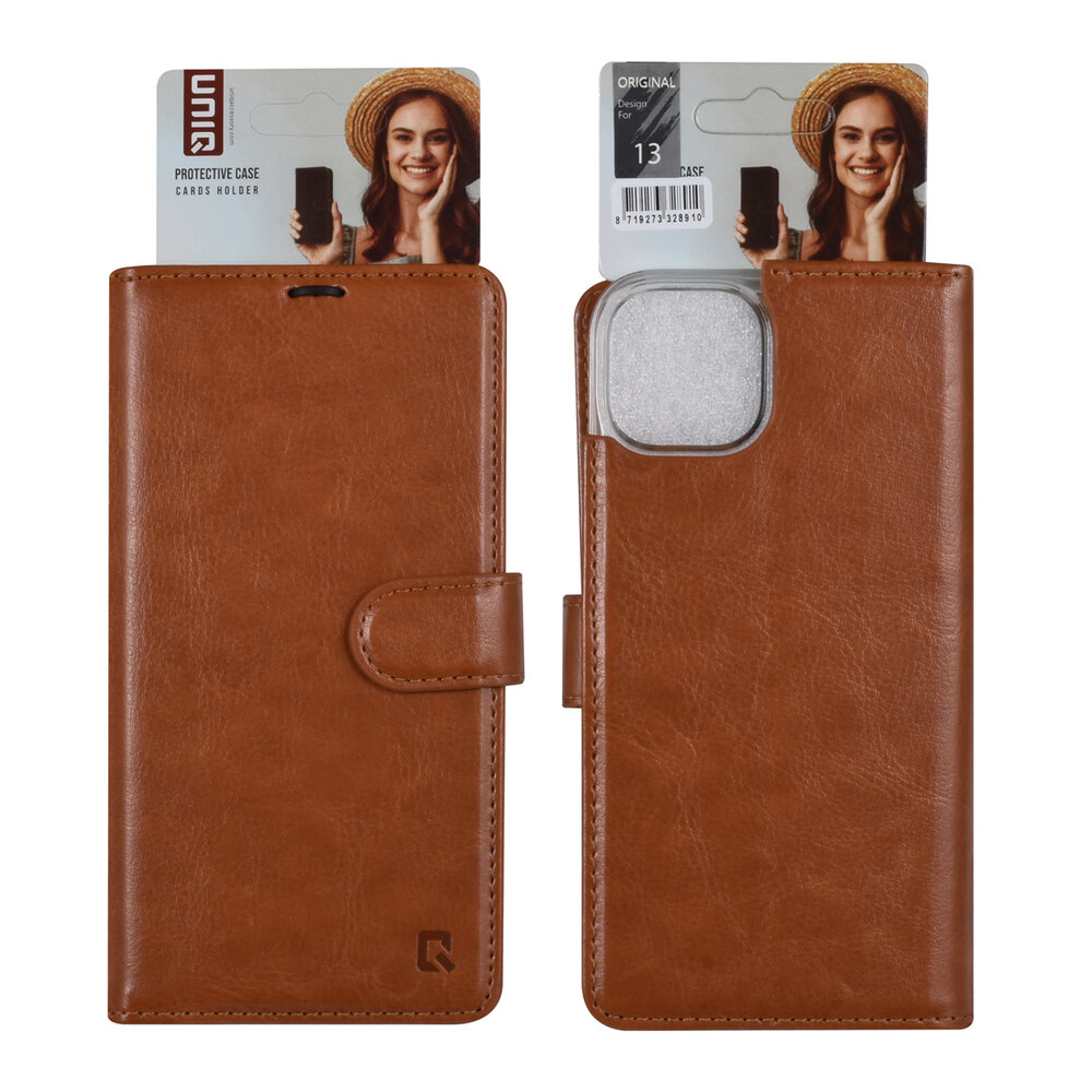 UNIQ Accessory UNIQ Accessory iPhone 13 & 14 Book-Case hul - Kartenhalter fur 3 Karten - Magnetverschluss - Hellbraun UNIQ Accessory UNIQ Accessory iPhone 13 & 14 Book-Case hul - Kartenhalter fur 3 Karten - Magnetverschluss - Hellbraun