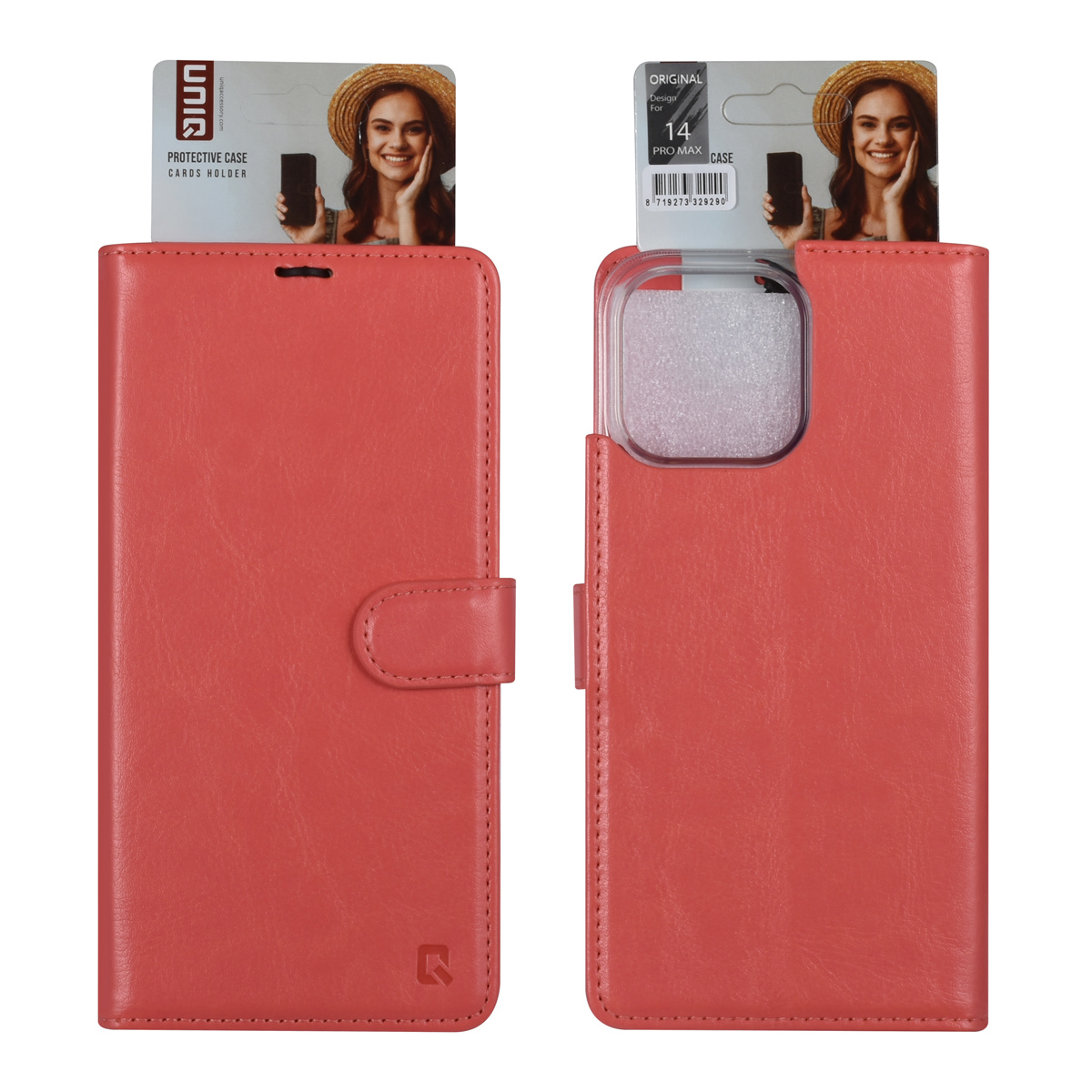 UNIQ Accessory UNIQ Accessory iPhone 14 Pro Max Book Case hoesje - Pasjeshouder voor 3 pasjes - Hanger - Roze, foto 5 van 5