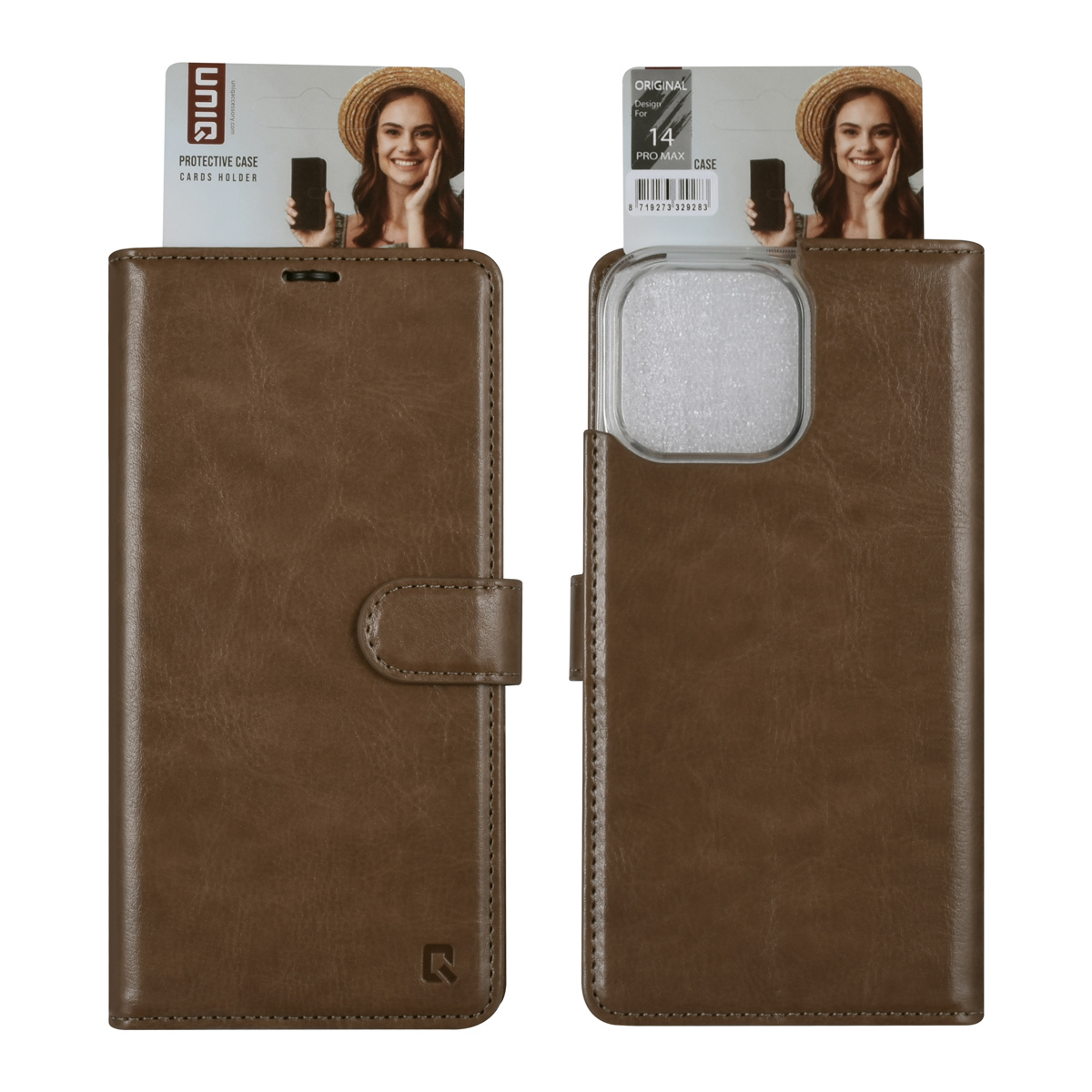 UNIQ Accessory UNIQ Accessory iPhone 14 Pro Max Book Case hoesje - Pasjeshouder voor 3 pasjes - Hanger - Goud, foto 5 van 5