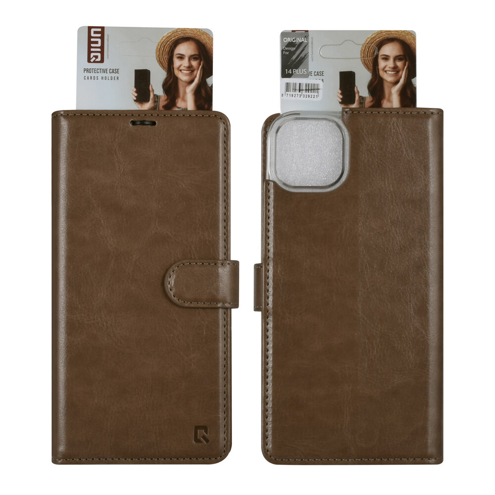 UNIQ Accessory UNIQ Accessory iPhone 14 & 15 Plus Book-Case hul - Kartenhalter fur 3 Karten - Magnetverschluss - Gold UNIQ Accessory UNIQ Accessory iPhone 14 & 15 Plus Book-Case hul - Kartenhalter fur 3 Karten - Magnetverschluss - Gold