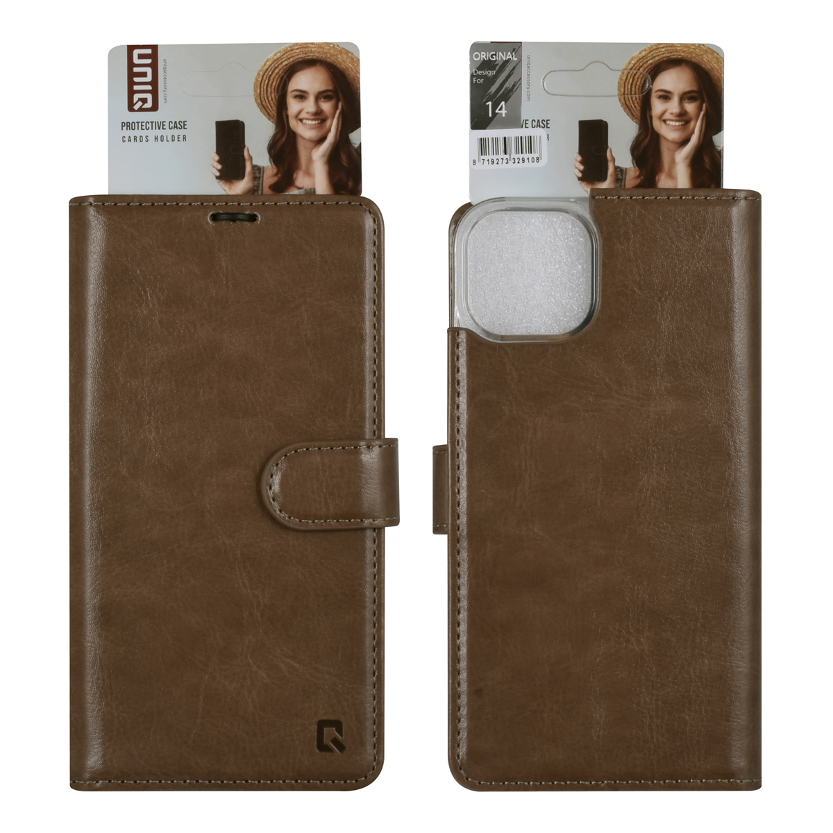 UNIQ Accessory UNIQ Accessory iPhone 14 & 13 Book Case hoesje - Pasjeshouder voor 3 pasjes - Magneetsluiting - Hanger - Goud, foto 5 van 5