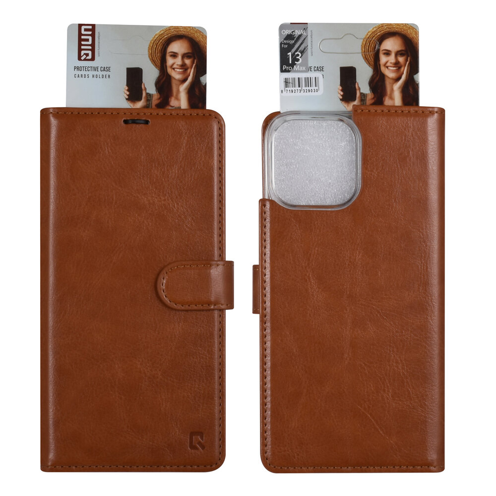UNIQ Accessory UNIQ Accessory iPhone 13 Pro Max Booktype Case - Card holder for 3 cards - Magnetic closure - Light Brown UNIQ Accessory UNIQ Accessory iPhone 13 Pro Max Booktype Case - Card holder for 3 cards - Magnetic closure - Light Brown