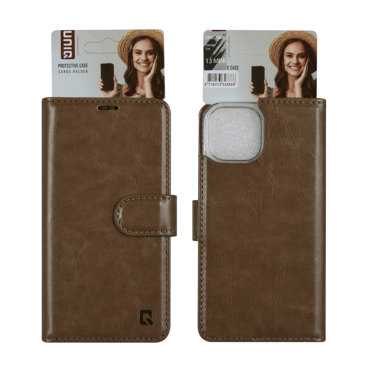 UNIQ Accessory UNIQ Accessory iPhone 13 Mini Book Case hoesje - Pasjeshouder voor 3 pasjes - Magneetsluiting - Goud, foto 5 van 5
