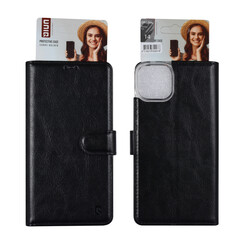UNIQ Accessory iPhone 14 & 13 Book Case hoesje - Pasjeshouder voor 3 pasjes - Magneetsluiting - Hanger - Zwart