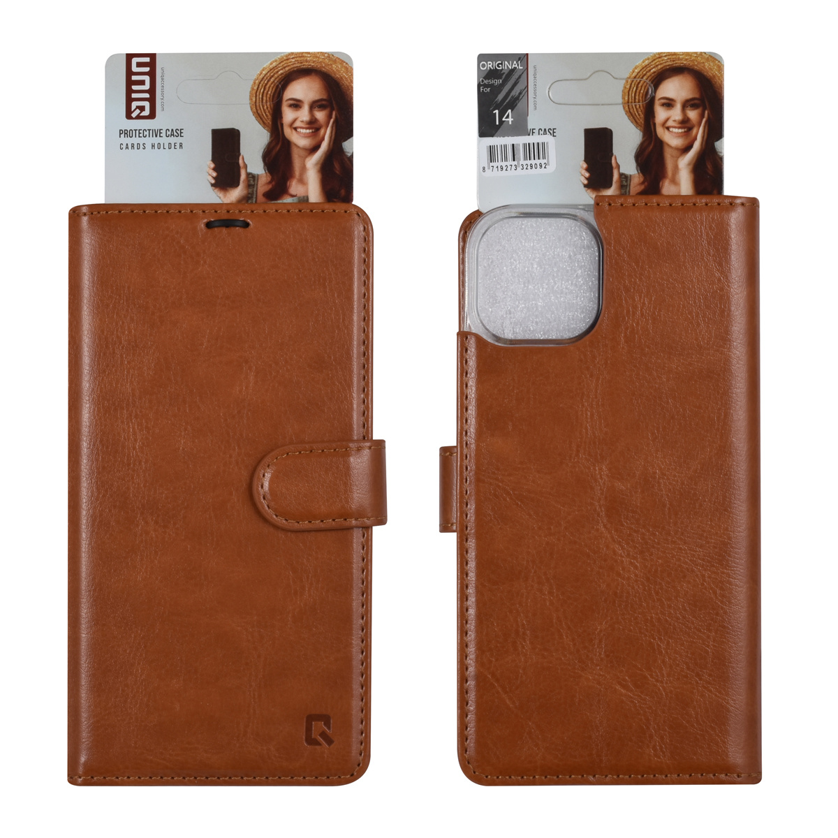 UNIQ Accessory UNIQ Accessory iPhone 14 & 13 Book Case hoesje - Pasjeshouder voor 3 pasjes - Magneetsluiting - Hanger - LichtBruin, foto 5 van 5