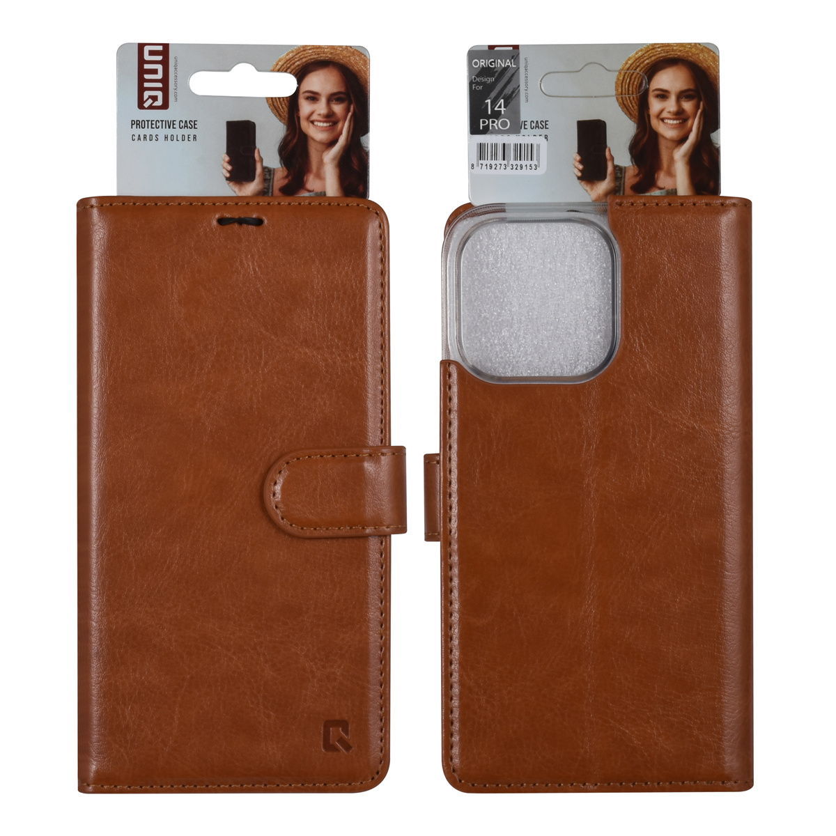UNIQ Accessory UNIQ Accessory iPhone 14 Pro Book Case hoesje - Pasjeshouder voor 3 pasjes - Hanger - LichtBruin, foto 5 van 5