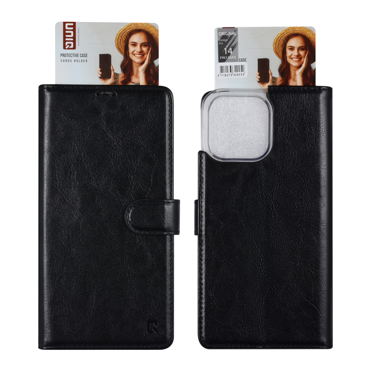 UNIQ Accessory UNIQ Accessory iPhone 14 Pro Max Book Case hoesje - Pasjeshouder voor 3 pasjes - Hanger - Zwart, foto 5 van 5
