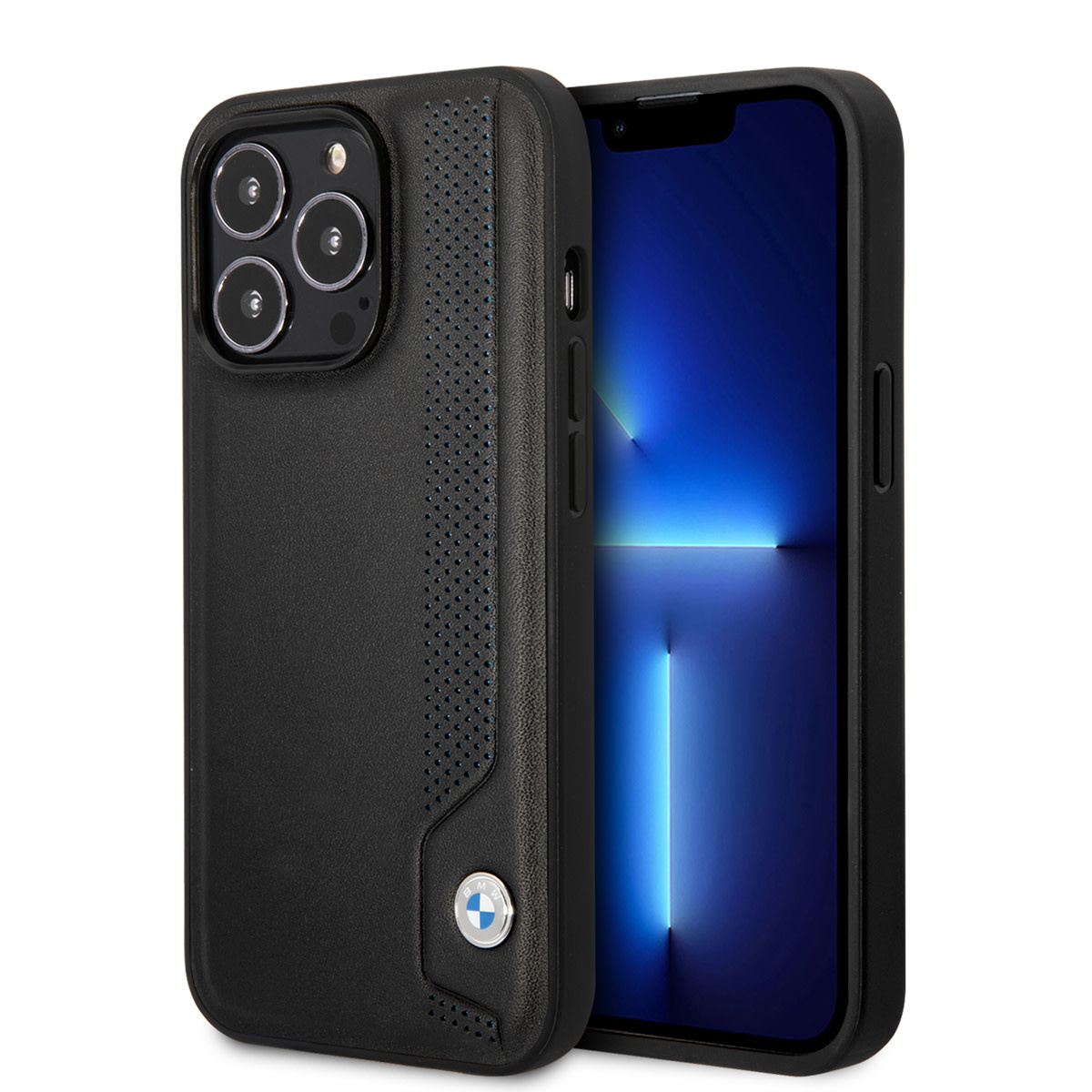 BMW BMW iPhone 14 Pro Hardcase Backcover - Blue dots - Zwart