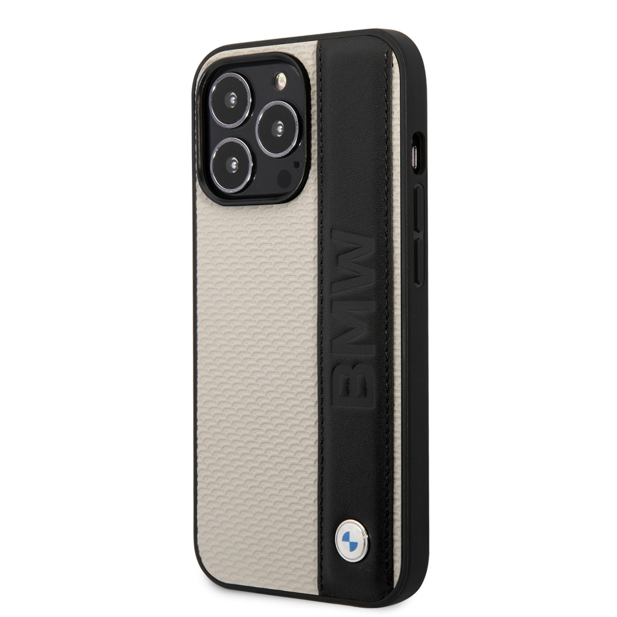 BMW BMW iPhone 14 Pro Hardcase Backcover - Textured & Logo Stripe - Beige, foto 2 van 6