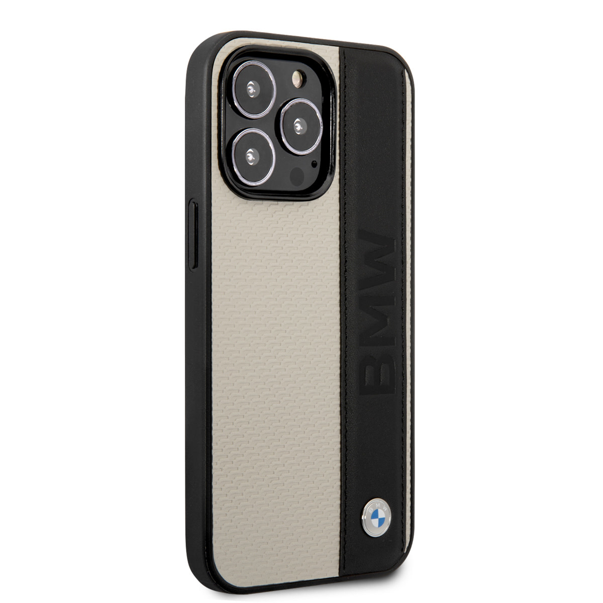 BMW BMW iPhone 14 Pro Hardcase Backcover - Textured & Logo Stripe - Beige, foto 4 van 6