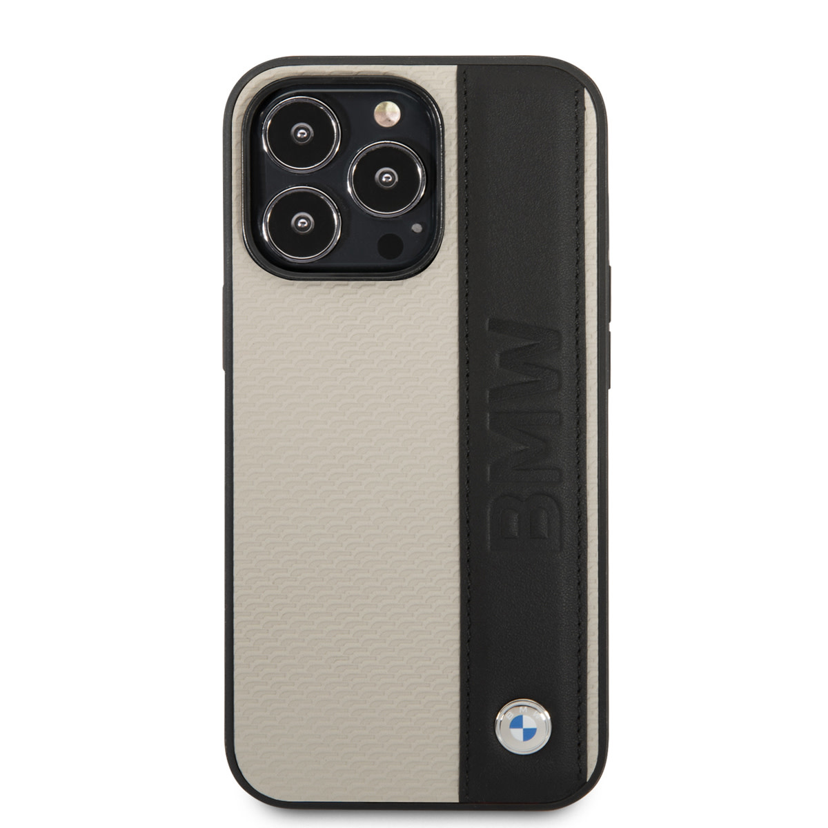BMW BMW iPhone 14 Pro Hardcase Backcover - Textured & Logo Stripe - Beige, foto 3 van 6