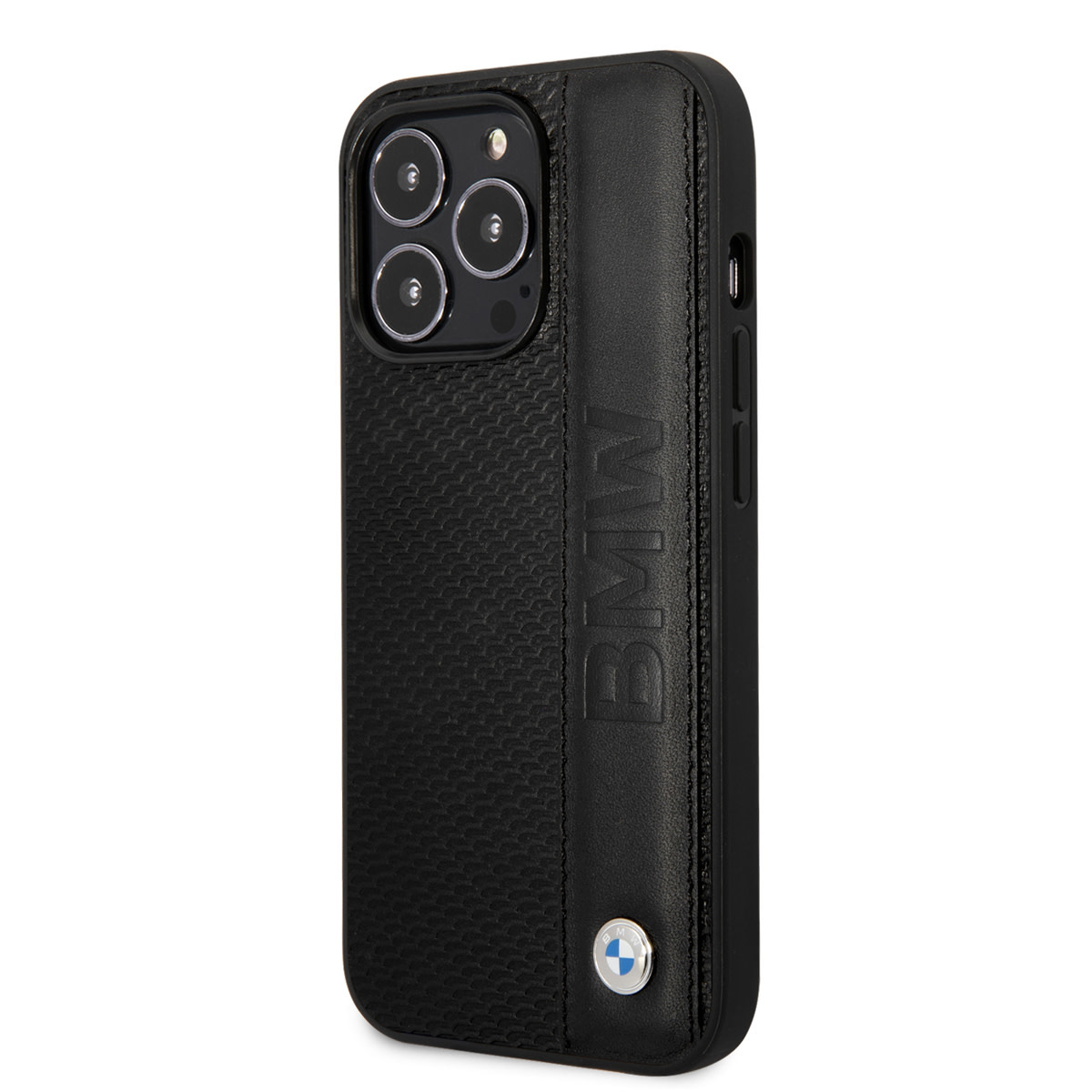 BMW BMW iPhone 14 Pro Hardcase Backcover - Textured & Logo Stripe - Zwart, foto 2 van 6