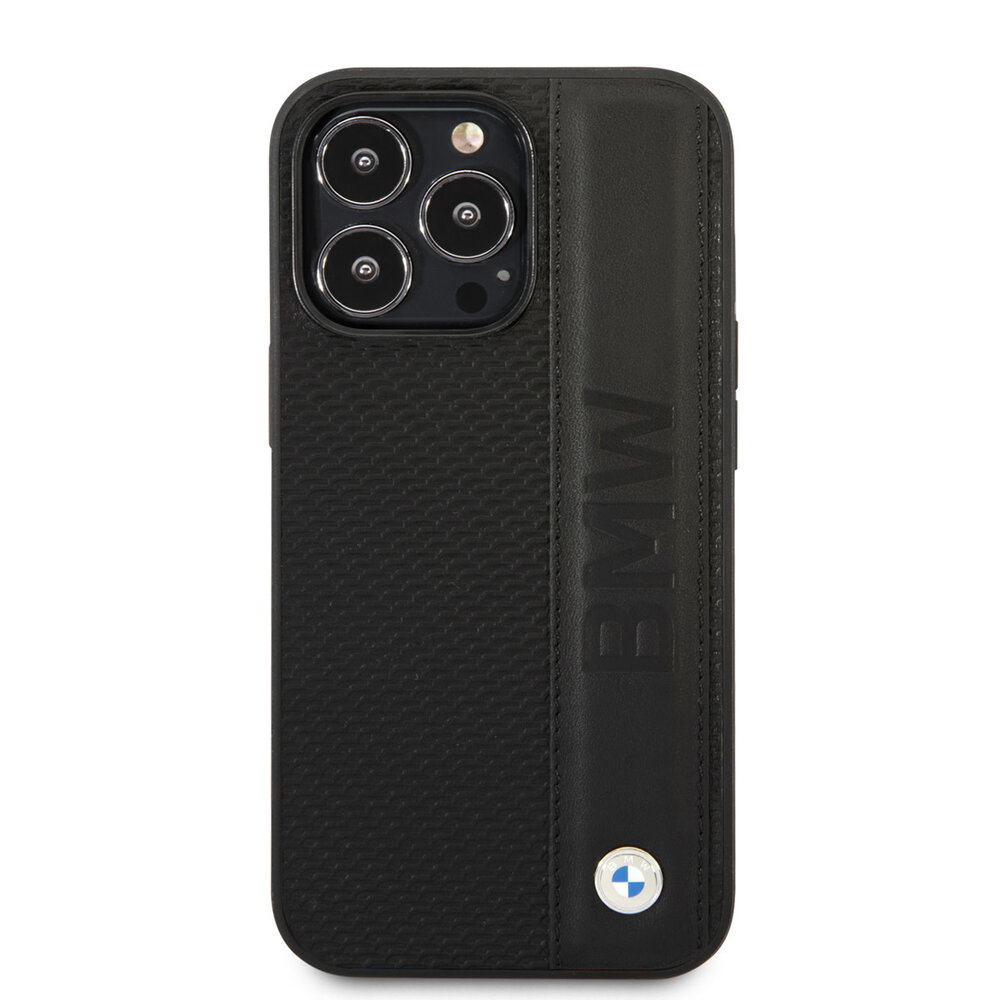 BMW BMW iPhone 14 Pro Hardcase-Rückseite - Textured & Logo Stripe - Schwarz BMW BMW iPhone 14 Pro Hardcase-Rückseite - Textured & Logo Stripe - Schwarz