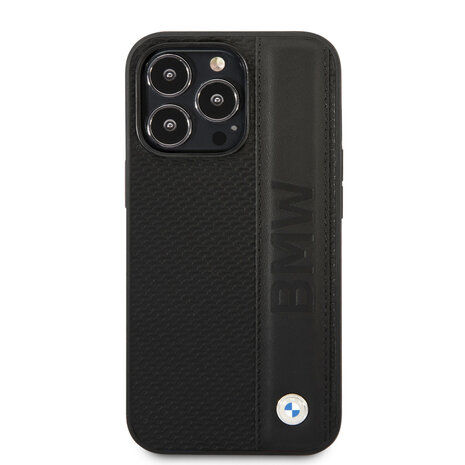 BMW BMW iPhone 14 Pro Hardcase Backcover - Textured & Logo Stripe - Black BMW BMW iPhone 14 Pro Hardcase Backcover - Textured & Logo Stripe - Black