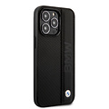 BMW BMW coque arrière rigide pour iPhone 14 Pro Max - Textured & Logo Stripe - Noir