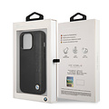 BMW BMW coque arrière rigide pour iPhone 14 Pro Max - Textured & Logo Stripe - Noir