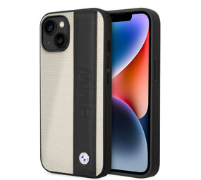 BMW BMW iPhone 14 & 13 Hardcase-Ruckseite - Textured & Logo Stripe - Beige BMW BMW iPhone 14 & 13 Hardcase-Ruckseite - Textured & Logo Stripe - Beige