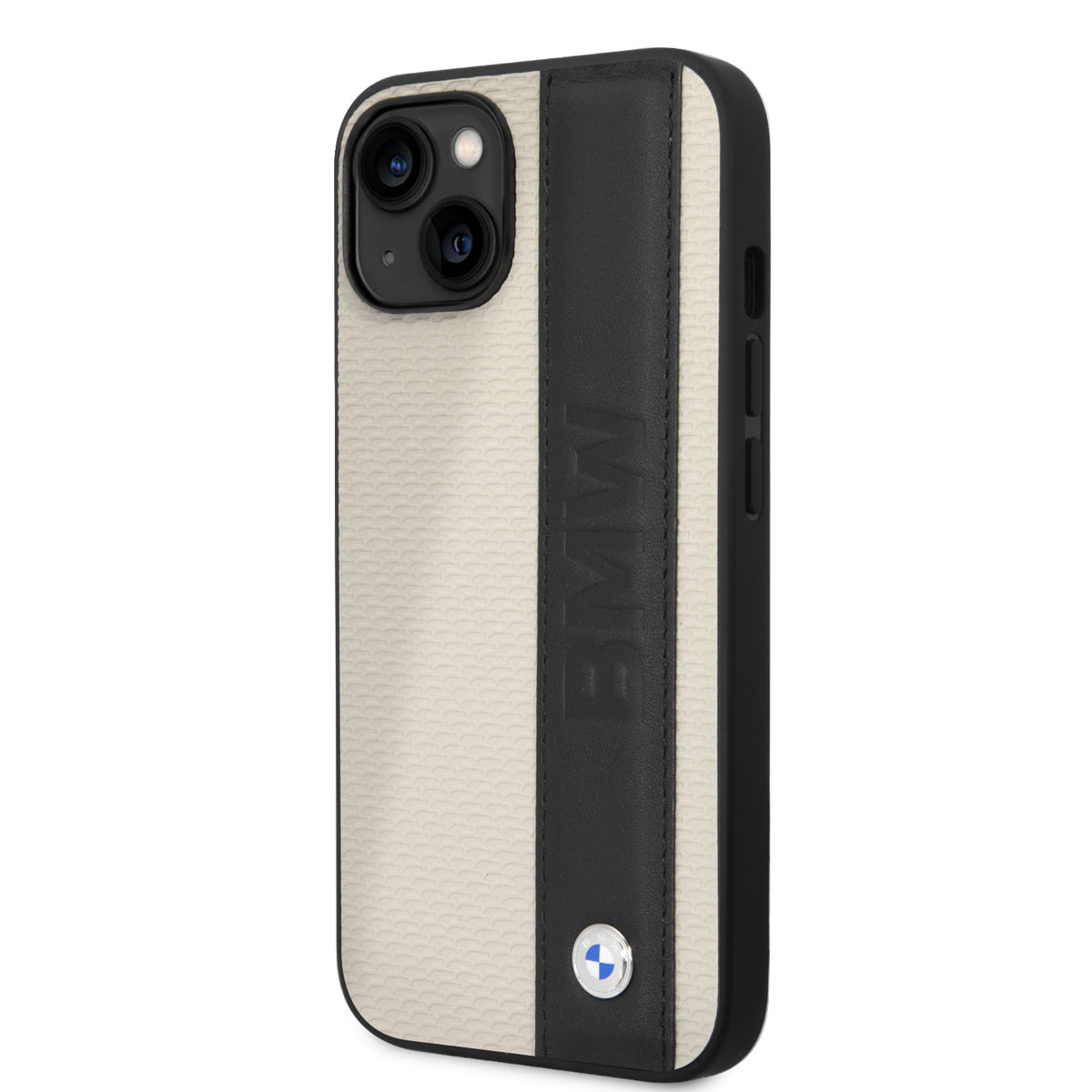 BMW BMW iPhone 14 & 15 Plus Hardcase Backcover - Textured & Logo Stripe - Beige, foto 2 van 6