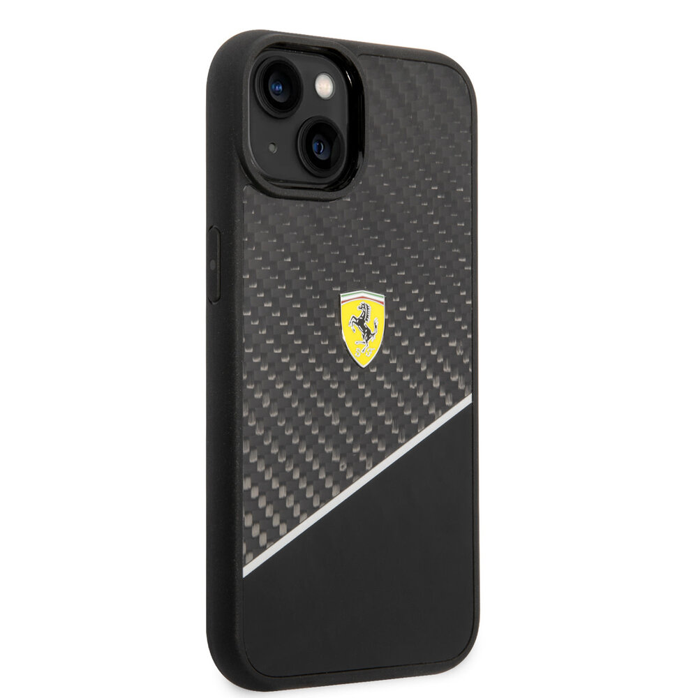 Ferrari Ferrari iPhone 14 & 15 Plus Hardcase-Ruckseite - Carbon - Stripe - Schwarz Ferrari Ferrari iPhone 14 & 15 Plus Hardcase-Ruckseite - Carbon - Stripe - Schwarz