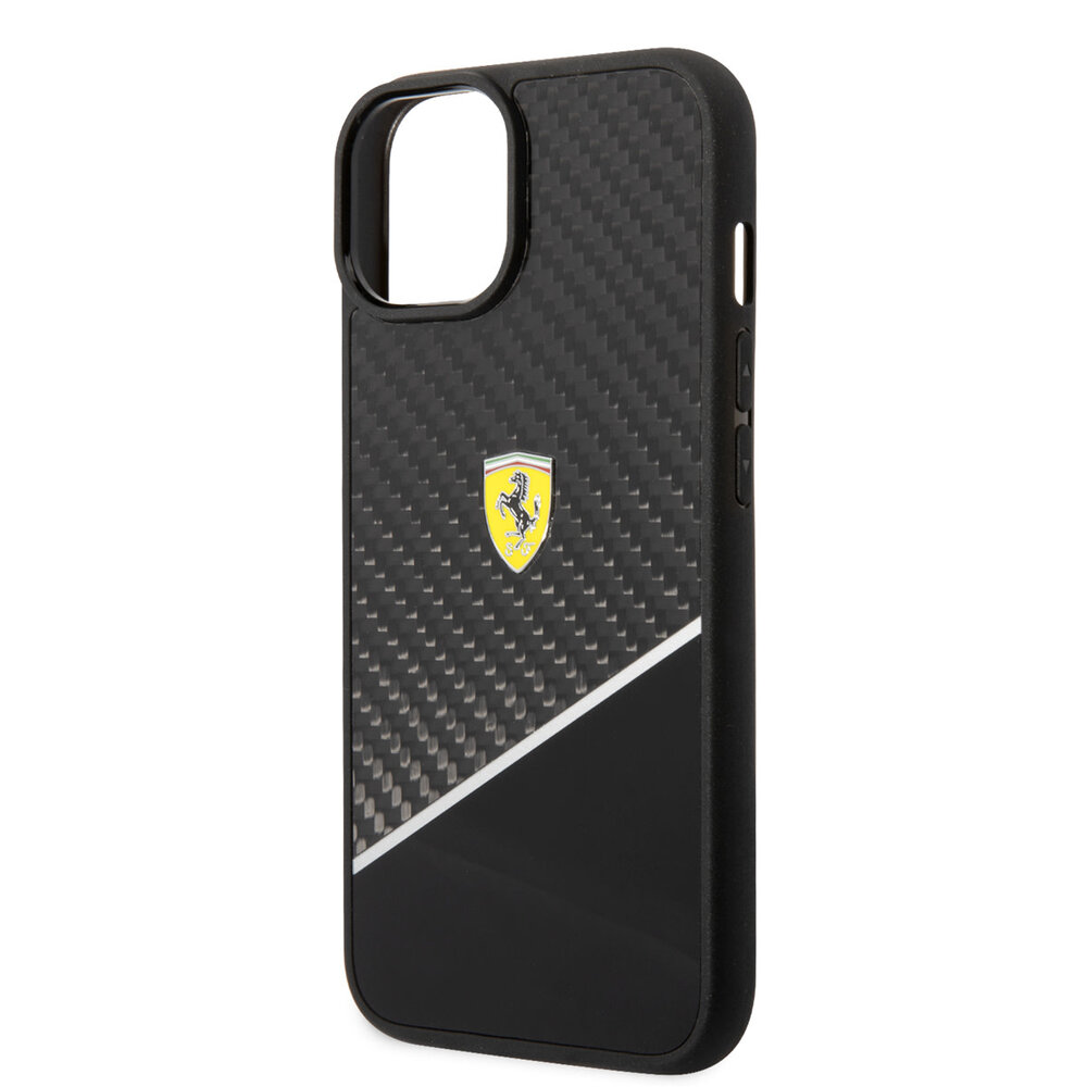 Ferrari Ferrari iPhone 14 & 15 Plus Hardcase-Ruckseite - Carbon - Stripe - Schwarz Ferrari Ferrari iPhone 14 & 15 Plus Hardcase-Ruckseite - Carbon - Stripe - Schwarz