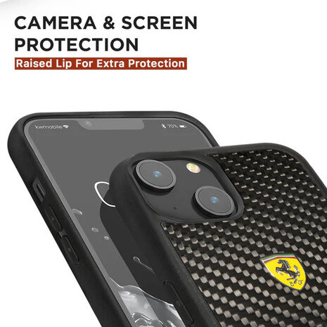 Ferrari Ferrari iPhone 14 & 15 Plus Hardcase-Ruckseite - Carbon - Stripe - Schwarz Ferrari Ferrari iPhone 14 & 15 Plus Hardcase-Ruckseite - Carbon - Stripe - Schwarz