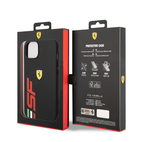 Ferrari Ferrari iPhone 14 & 15 Plus Hardcase Backcover - Big SF Logo - Zwart Ferrari Ferrari iPhone 14 & 15 Plus Hardcase Backcover - Big SF Logo - Zwart