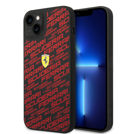 Ferrari Ferrari iPhone 14 & 15 Plus Hardcase Backcover - Scuderia All-Over - Black Ferrari Ferrari iPhone 14 & 15 Plus Hardcase Backcover - Scuderia All-Over - Black