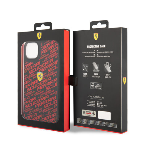 Ferrari Ferrari iPhone 14 & 15 Plus Hardcase-Ruckseite - Scuderia All-Over - Schwarz Ferrari Ferrari iPhone 14 & 15 Plus Hardcase-Ruckseite - Scuderia All-Over - Schwarz