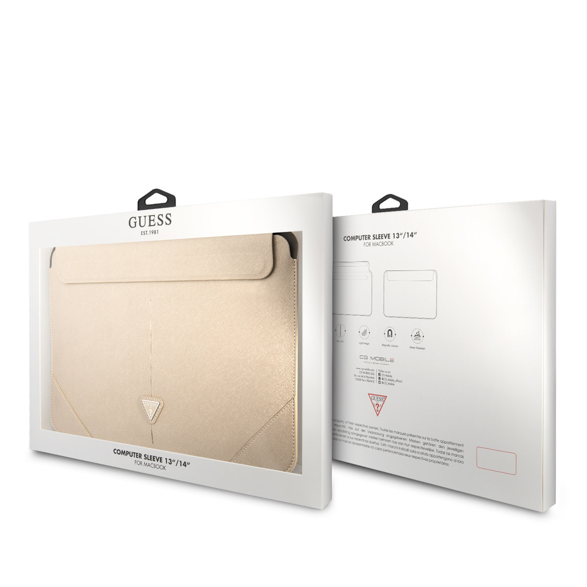14 Inch Laptop Tablet Sleeve - PU Saffiano - Beige - NT Mobiel Accessoires - The