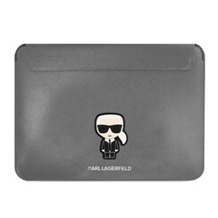Karl Lagerfeld 14 Inch Laptop- und Tablet-Hülle - Saffiano Ikonik - Silber