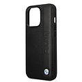 BMW BMW coque arrière rigide pour iPhone 14 Pro Max - Textured & Logo Stripe - Noir