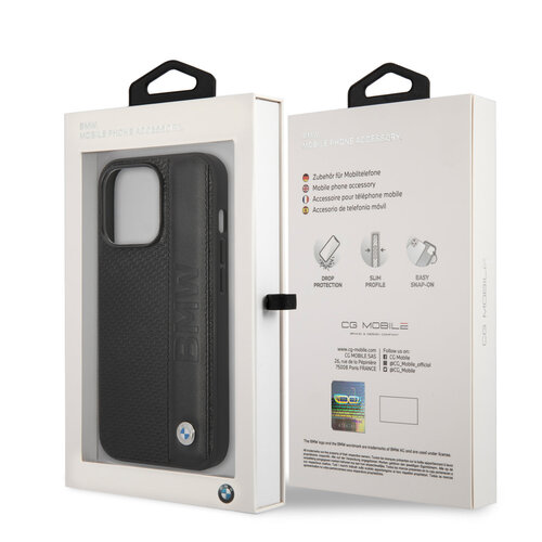 BMW BMW iPhone 14 Pro Max Hardcase-Rückseite - Textured & Logo Stripe - Schwarz