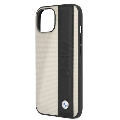 BMW BMW iPhone 14 & 13 Hardcase Backcover - Textured & Logo Stripe - Beige BMW BMW iPhone 14 & 13 Hardcase Backcover - Textured & Logo Stripe - Beige