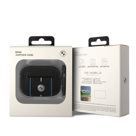BMW BMW Airpods Pro & Pro 2 Sig Case - Leather - Color Lines - Schwarz