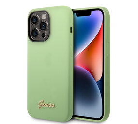 Guess Guess coque en silicone pour iPhone 14 Pro - Metal logo - Vert