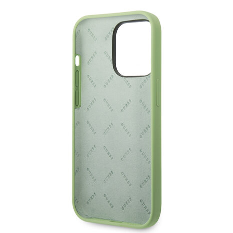 Guess Guess iPhone 14 Pro Silicone Backcover - Metal logo - Green