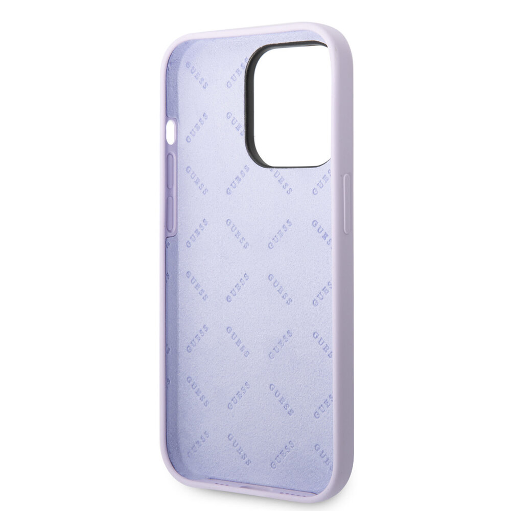Guess Guess coque en silicone pour iPhone 14 Pro - Metal logo - Violet