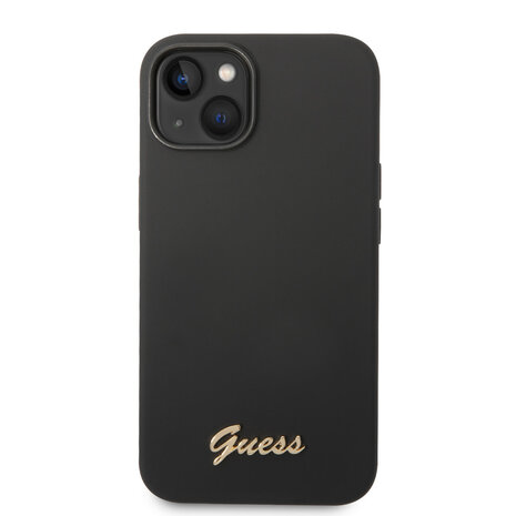 Guess Guess coque en silicone pour iPhone 14 & 15 Plus - Metal logo - Noir