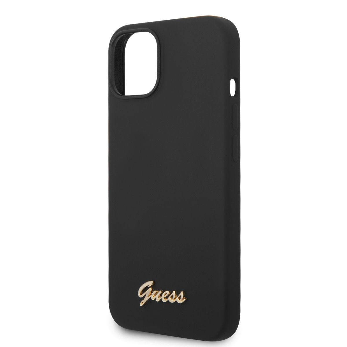 Guess Guess iPhone 14 & 15 Plus Silicone Backcover - Metal logo - Zwart, foto 5 van 6