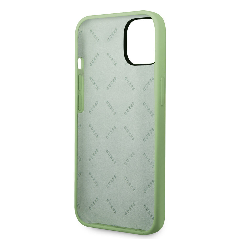 Guess Guess iPhone 14 & 15 Plus Silicone Backcover - Metal logo - Groen