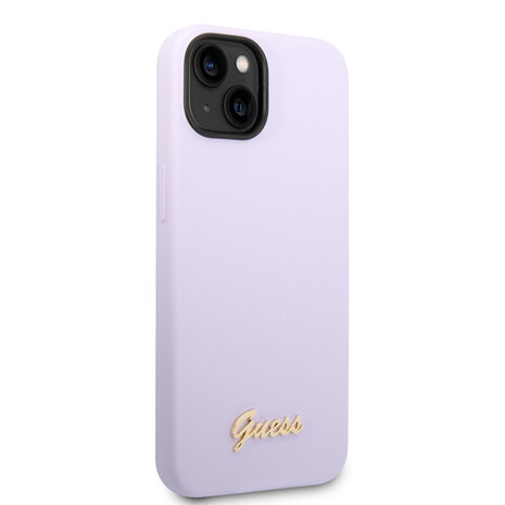 Guess Guess coque en silicone pour iPhone 14 & 15 Plus - Metal logo - Violet