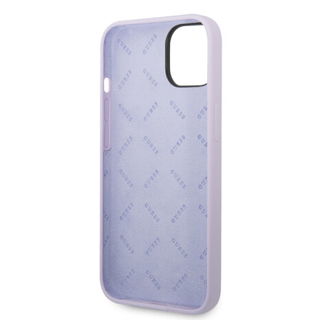 Guess Guess coque en silicone pour iPhone 14 & 15 Plus - Metal logo - Violet