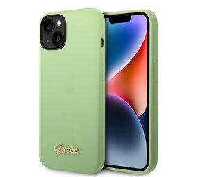 Guess Guess coque en silicone pour iPhone 14 & 13 - Metal logo - Vert