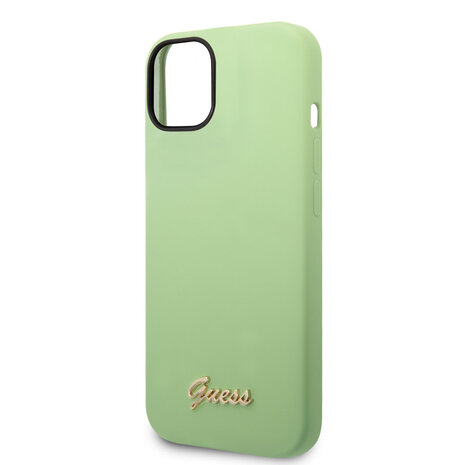 Guess Guess coque en silicone pour iPhone 14 & 13 - Metal logo - Vert