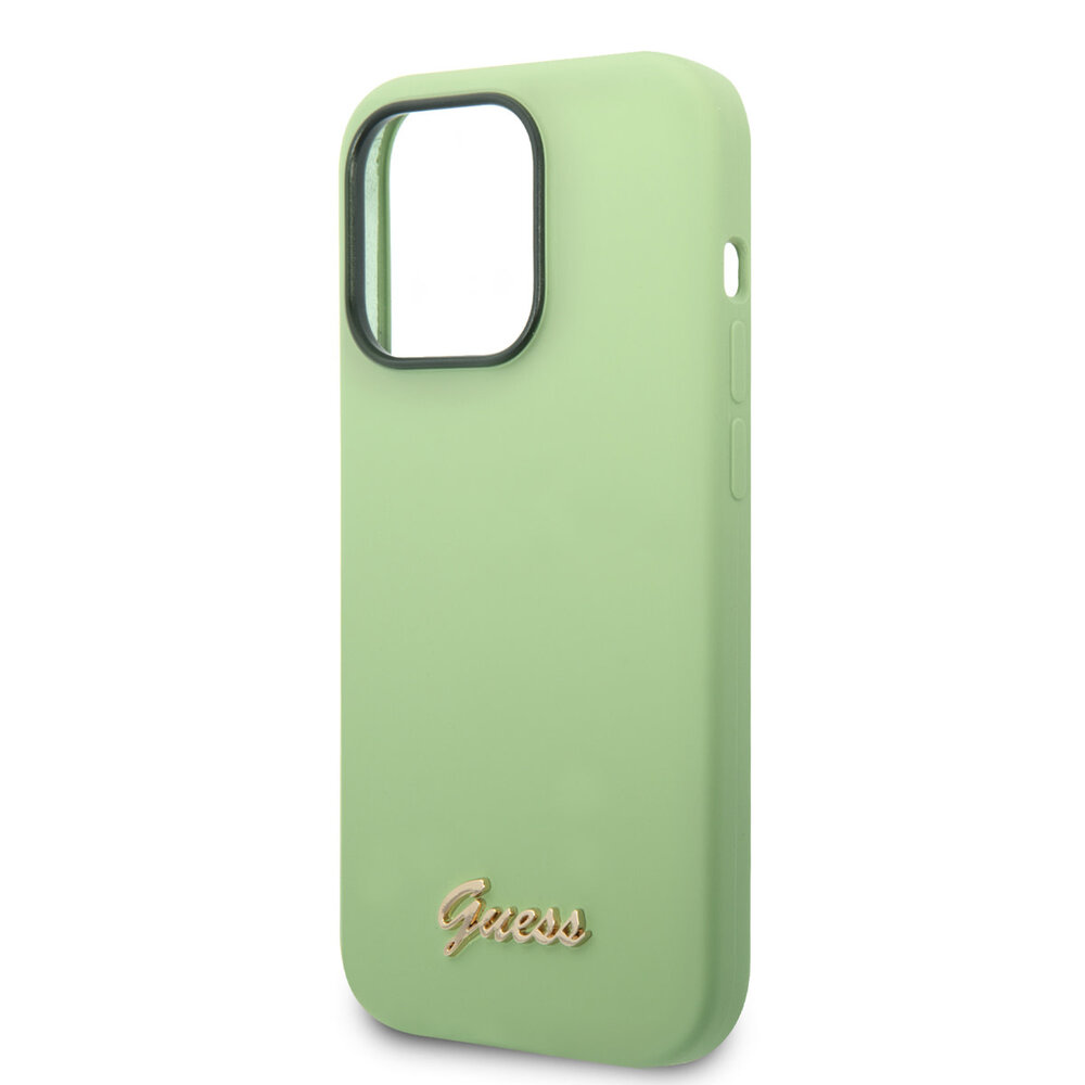 Guess Guess iPhone 14 Pro Max Silicone Backcover - Metal logo - Green