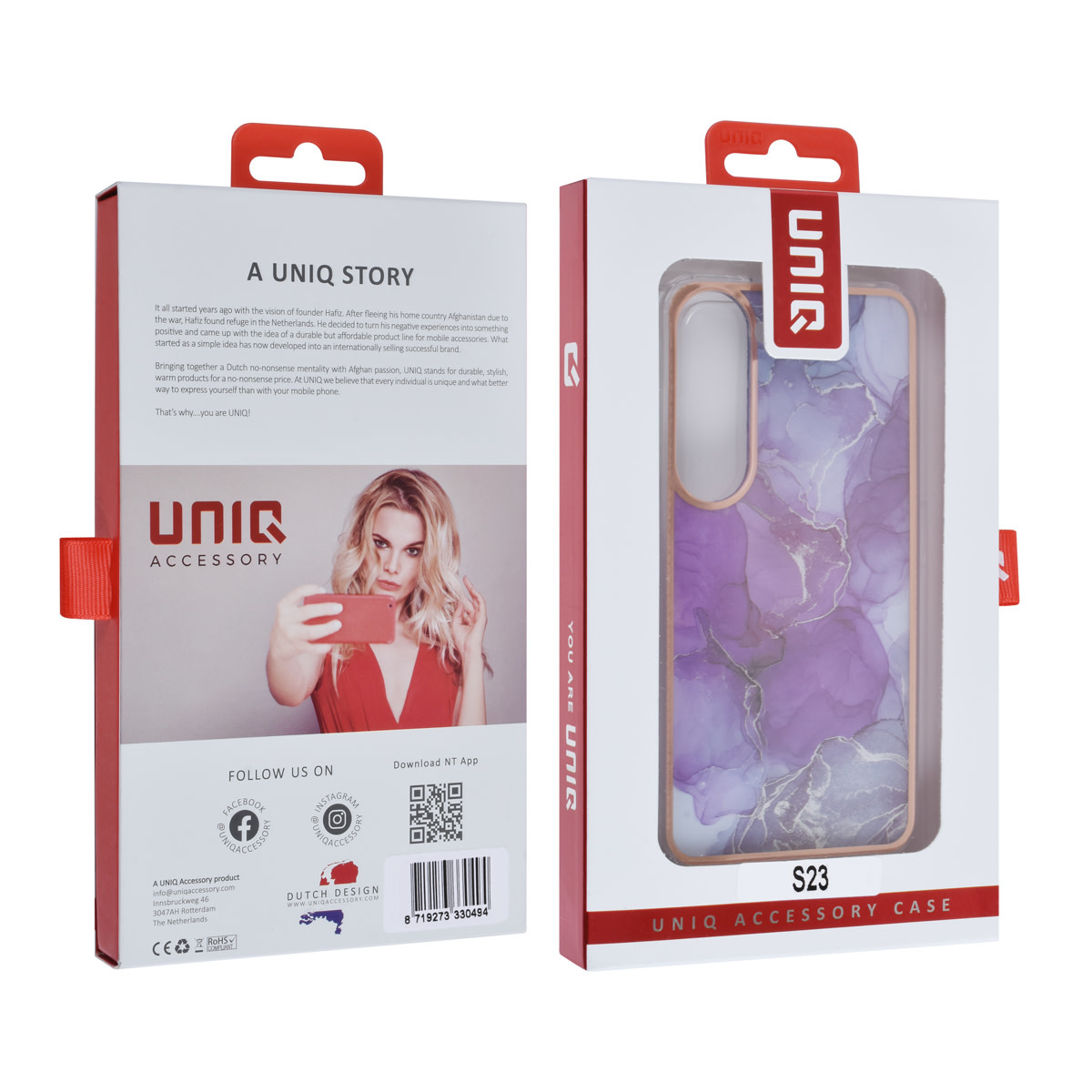 UNIQ Accessory UNIQ Accessory Galaxy S23 TPU Backcover - Marble Purple, foto 4 van 4