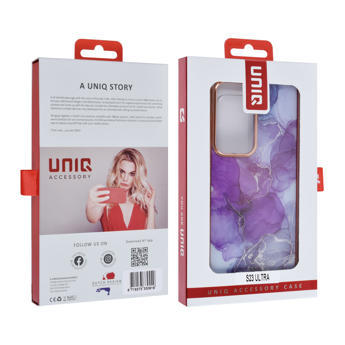 UNIQ Accessory UNIQ Accessory Galaxy S23 Ultra TPU Backcover - Marble Purple, foto 4 van 4